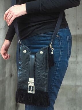 LAREDO Custom One of a Kind Black Fringe Crossbody Bag -